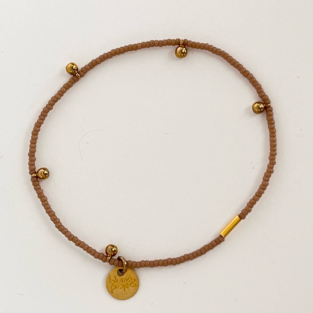 NEW Bluma Project Cali Seed Mini Bead Bracelet Brass Balls Dusty Rose Pink